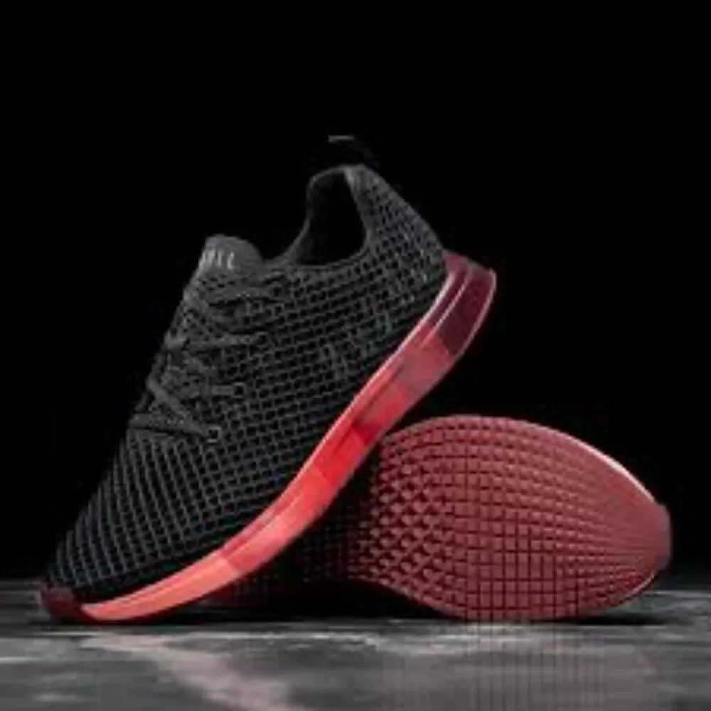 NOBULL Black Gradient Mesh Runner Sneakers Red Ombre Sole Womens 11.5